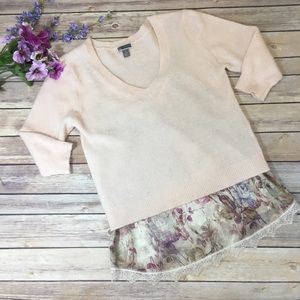 Chelsea28 Crop Sweater and Lace Trim Tank Set Med